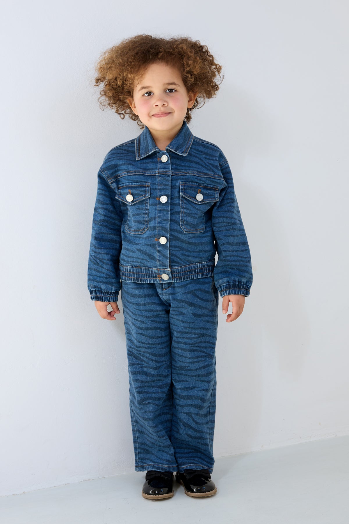 Baumwoll Kinder Jeansjacke Klassisches Gestreiftes Design