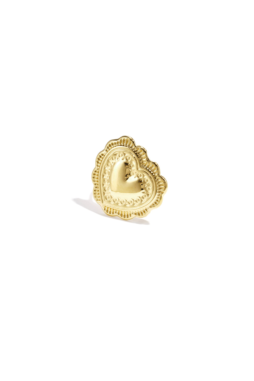 Statement-Ring in Herzform mit Muster und Blütenblättern