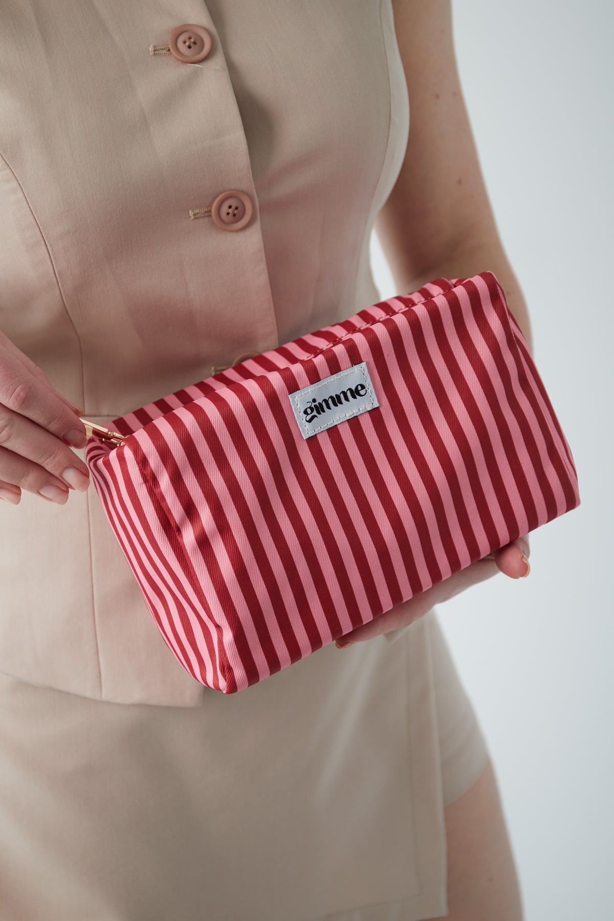 Kosmetiktasche kleine Streifen - Rosa Rot