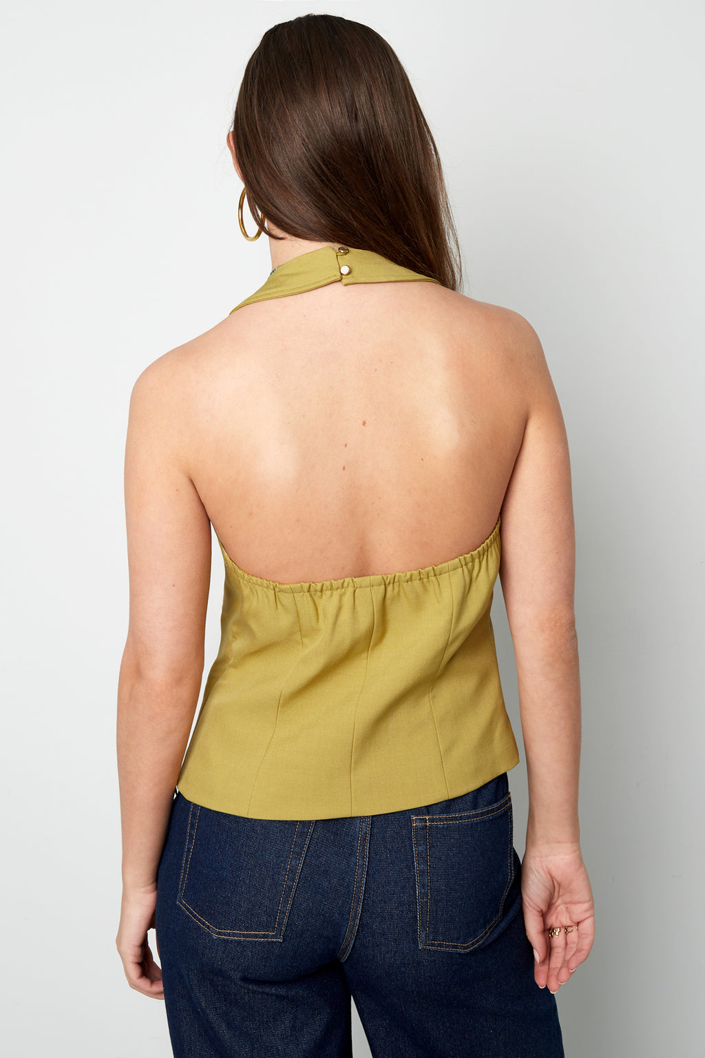 Gewebte Polyesterfaser Damen-Oberteil Ohne Ärmel Casual Schleife Detail