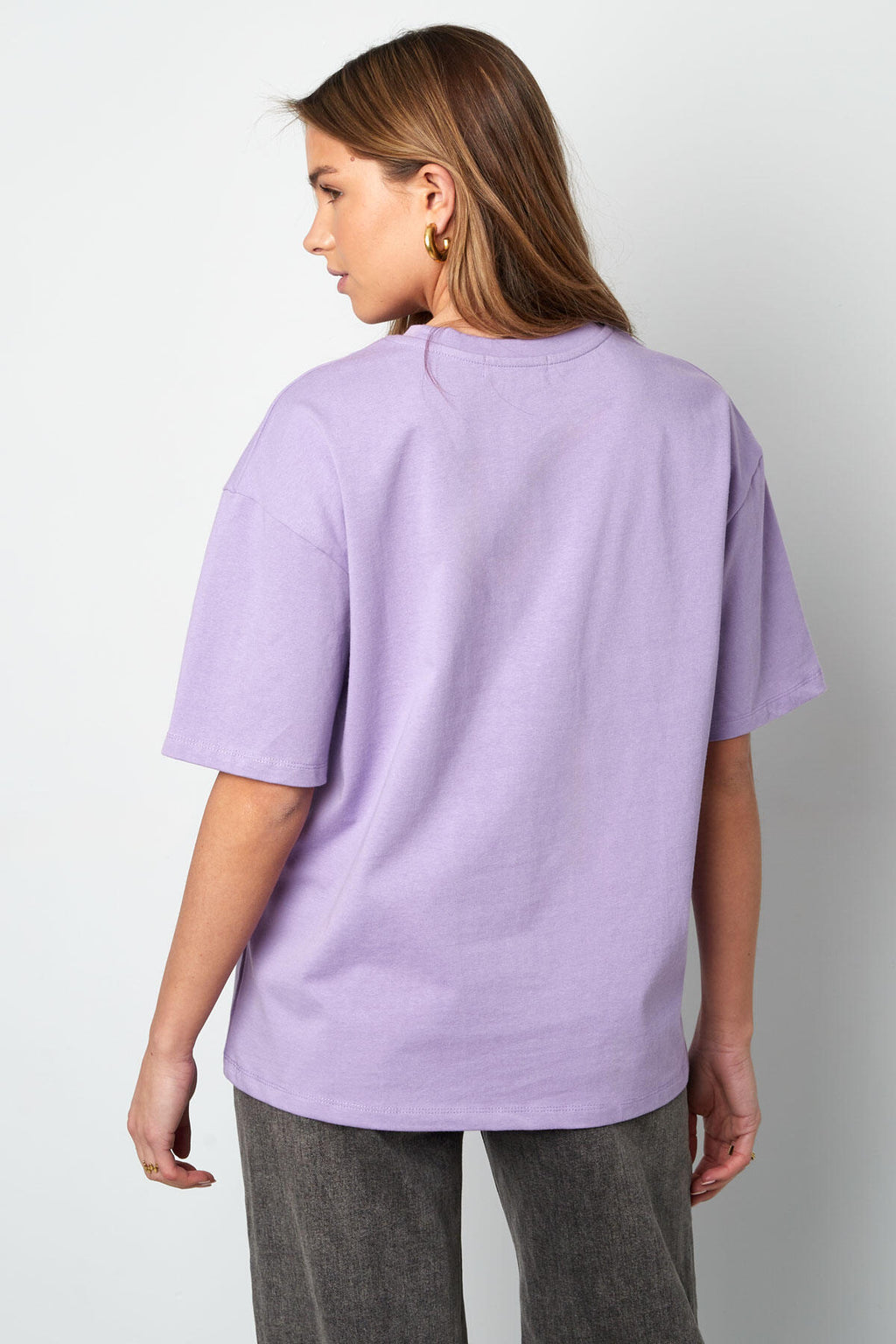 Baumwolle Damen T-Shirt Oversized Schmetterlingsdruck