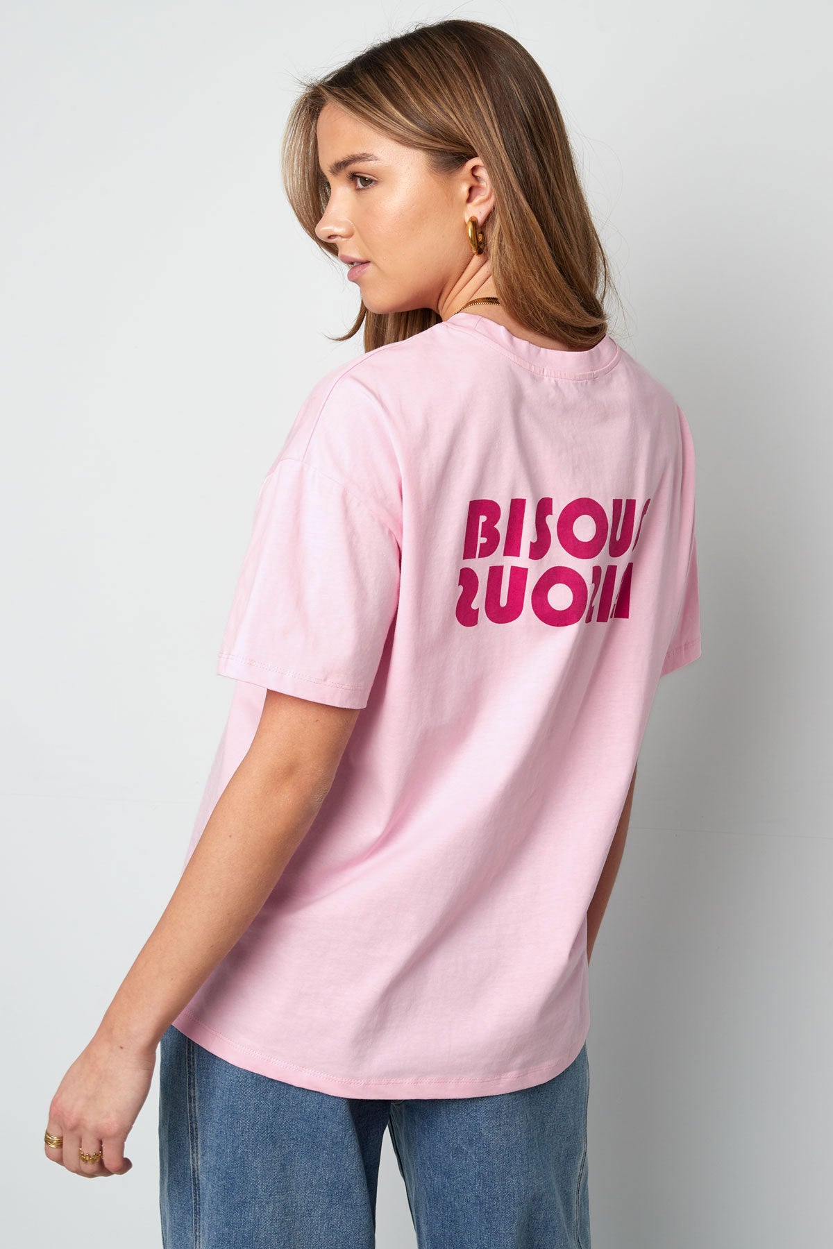 Baumwolle Damen T-Shirt Oversized Logo Print