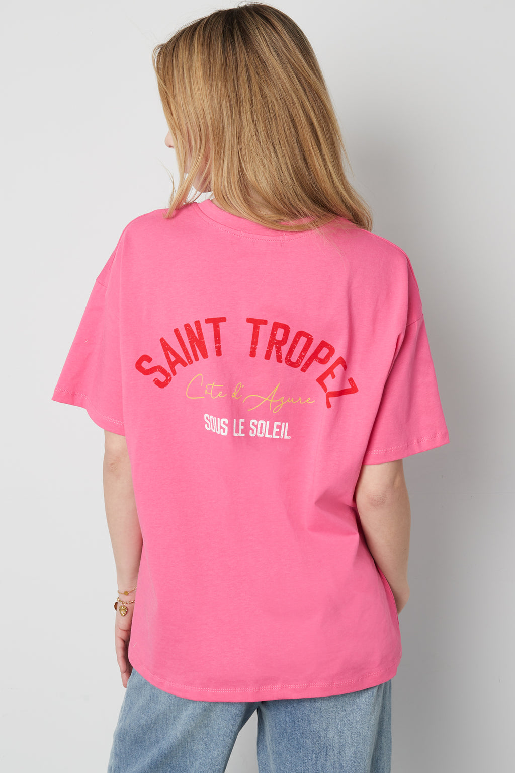 Baumwolle Damen T-Shirt Oversized Saint Tropez Print