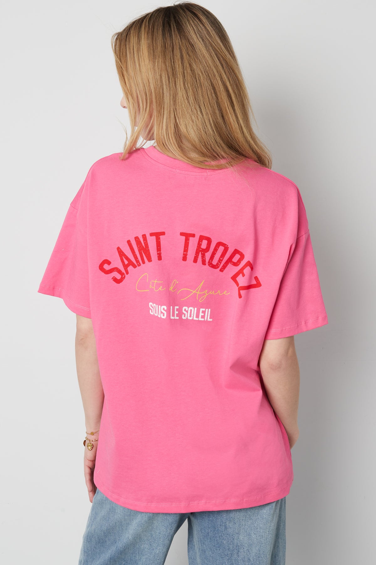 Baumwolle Damen T-Shirt Oversized Saint Tropez Print