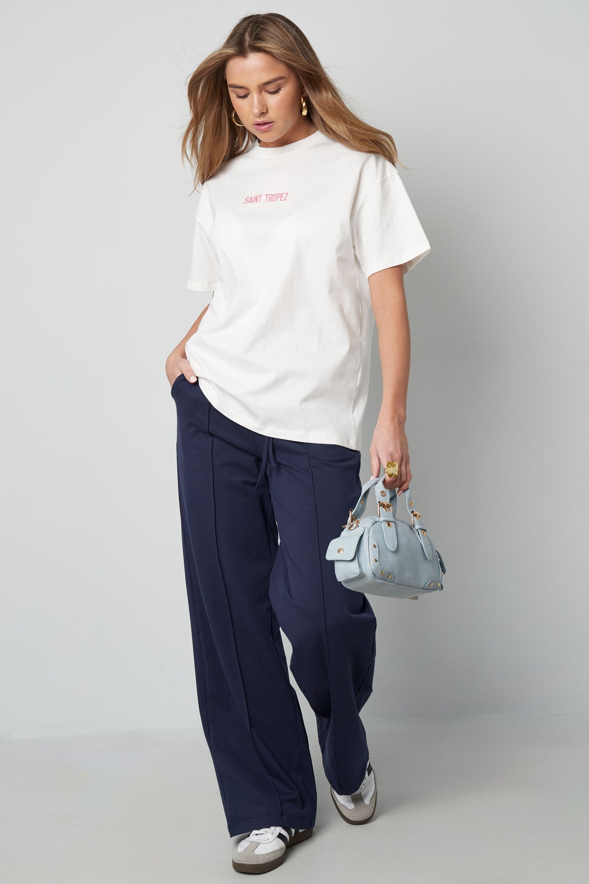 Baumwolle Damen T-Shirt Oversized Saint Tropez Print