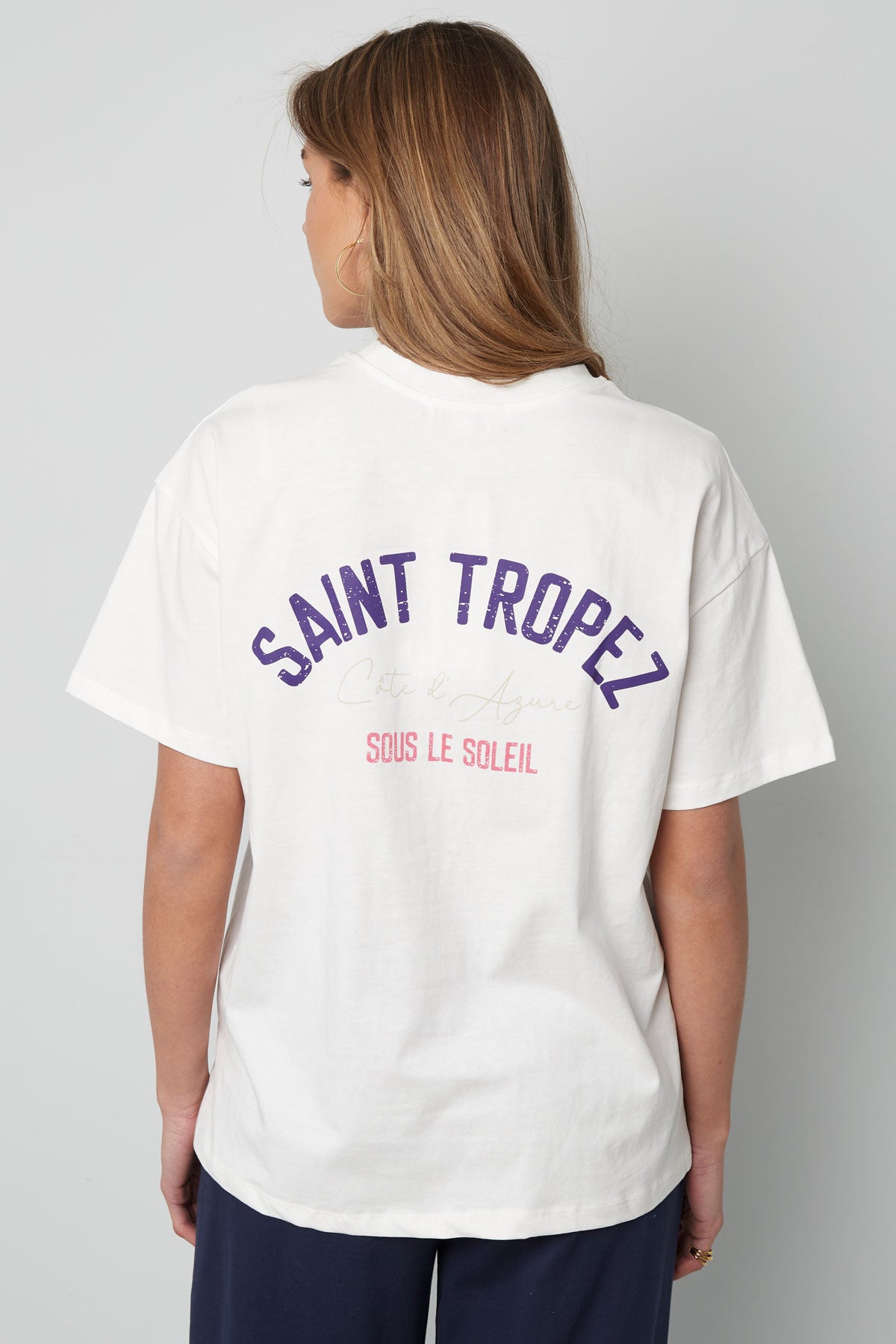 Baumwolle Damen T-Shirt Oversized Saint Tropez Print