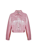 PU Damen Kurze Jacke Glänzende Metallische Oberfläche