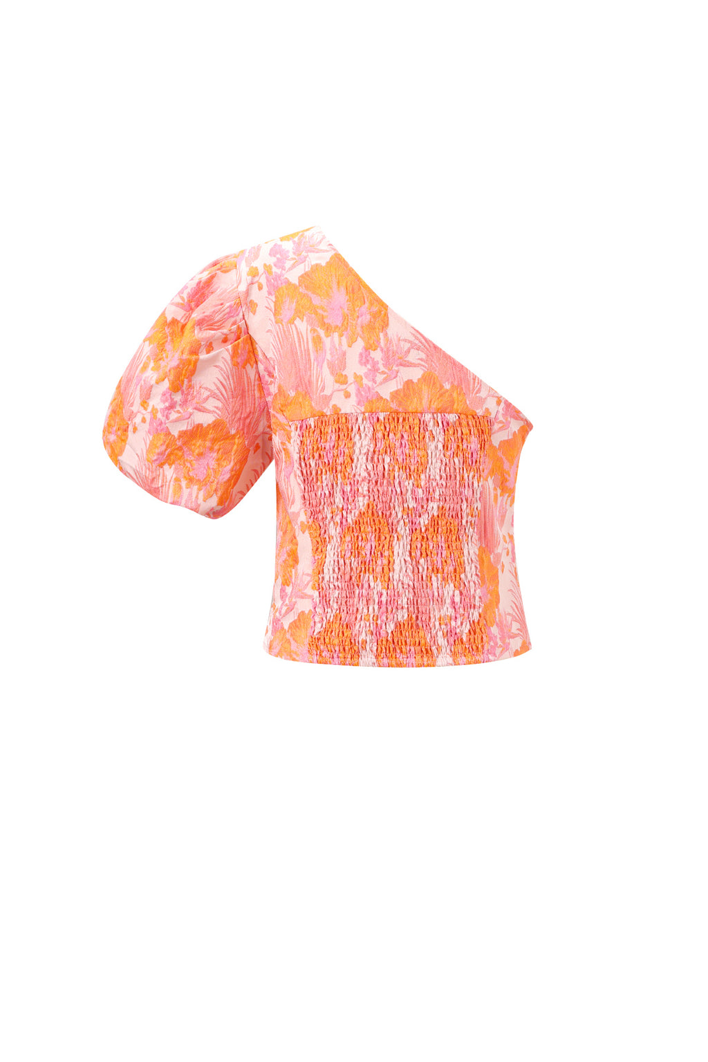 Gewebte Polyesterfasern Damen Ein-Schulter Oberteil Elegant Blumenmuster