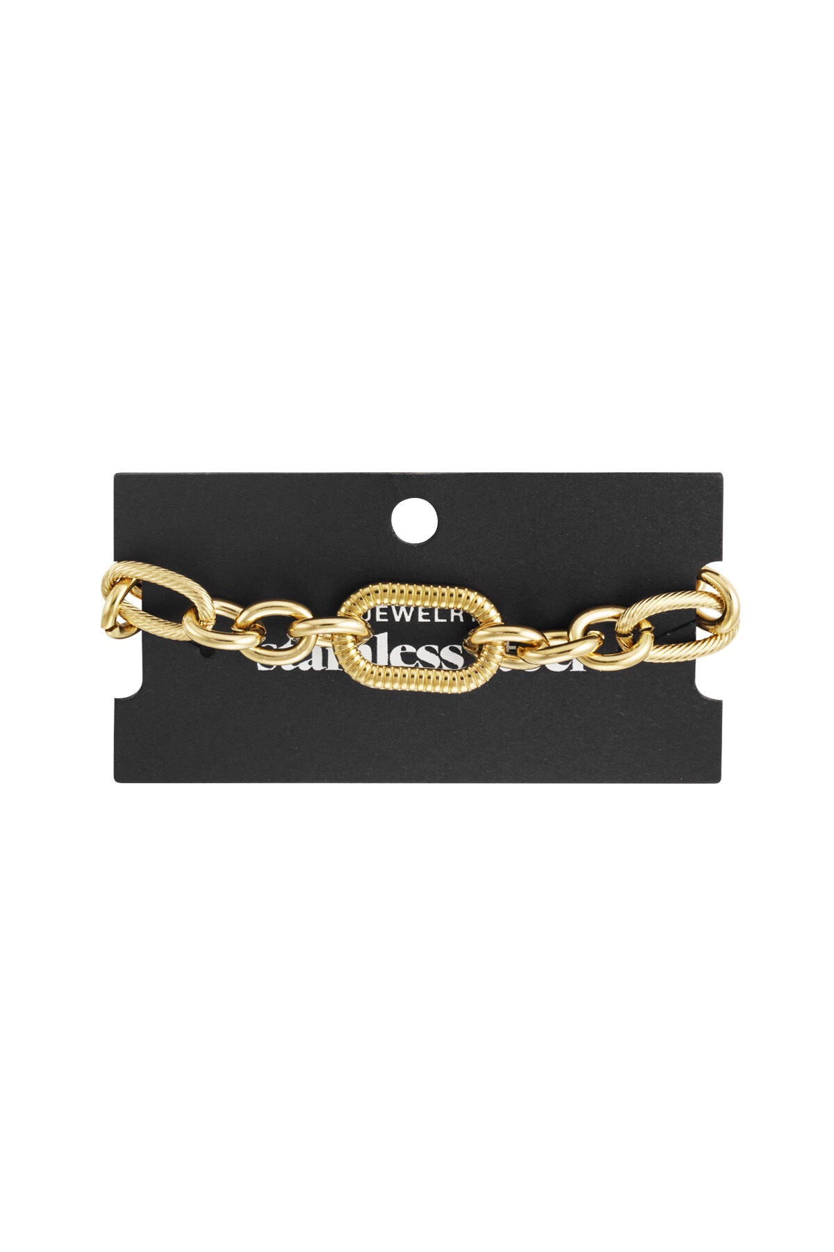 Armband aus auffälligen Gliederketten – Goldfarbe - Goldfarbefarbe