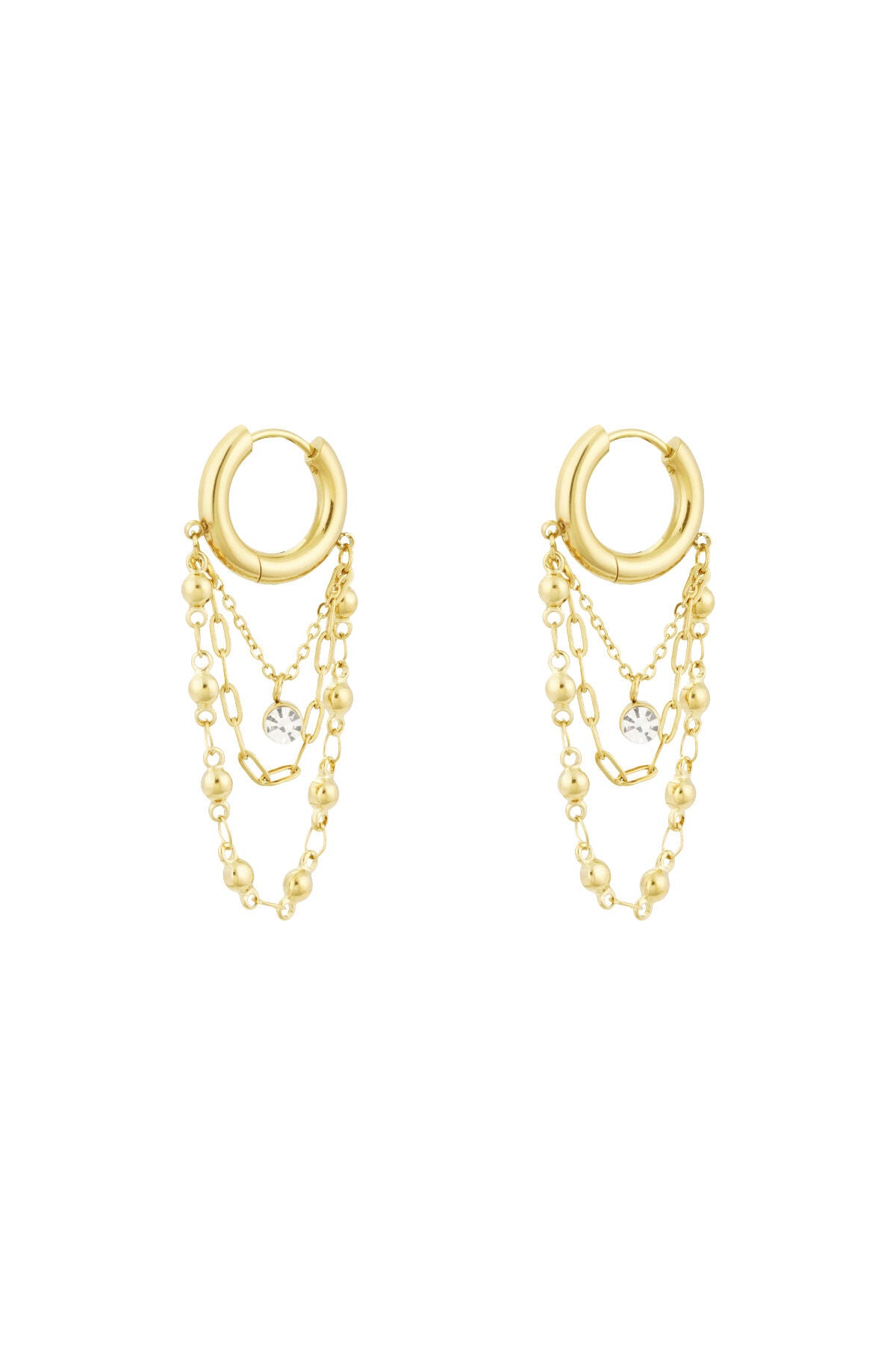 Ohrringe mit Kette - Goldfarben