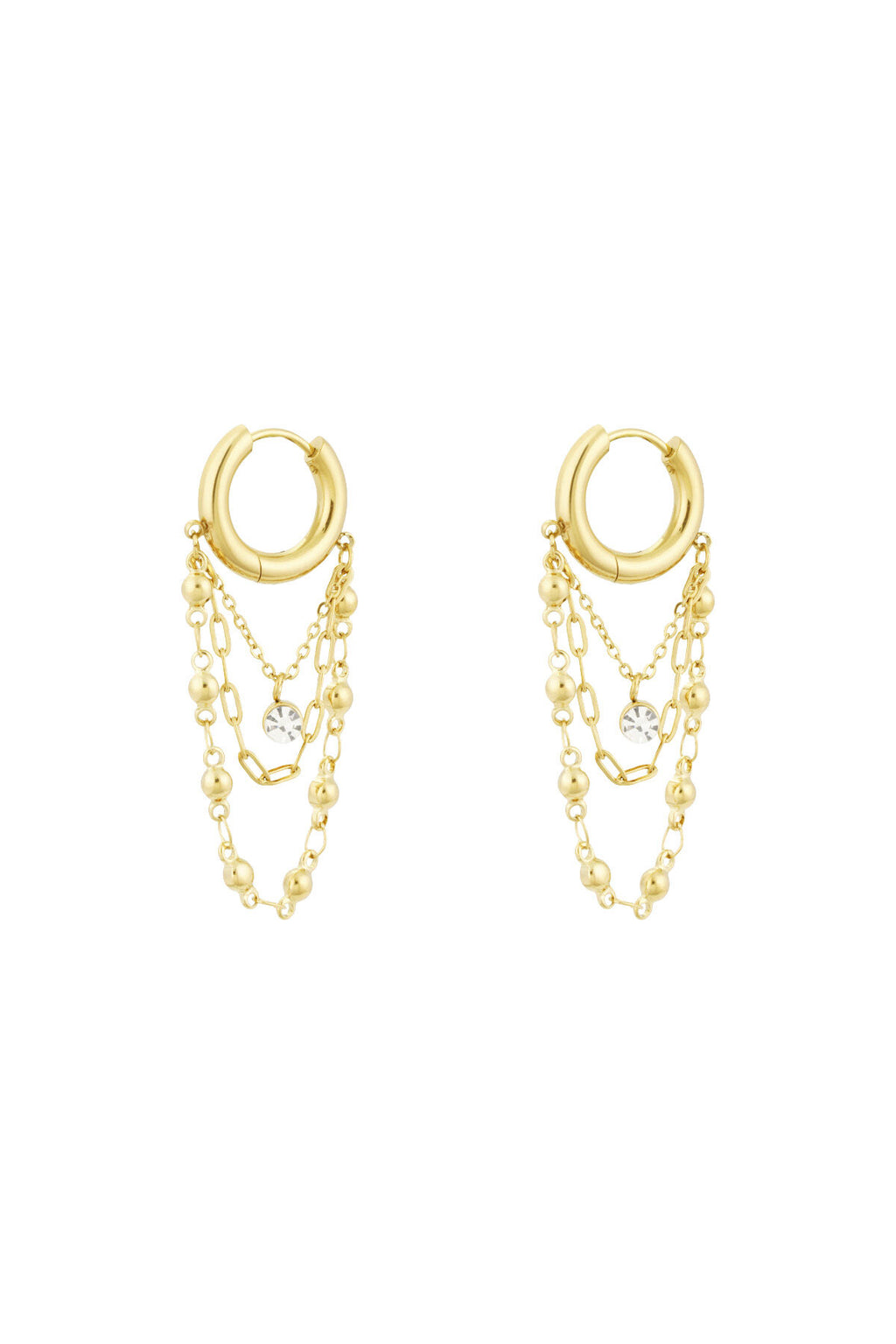 Ohrringe mit Kette - Goldfarben