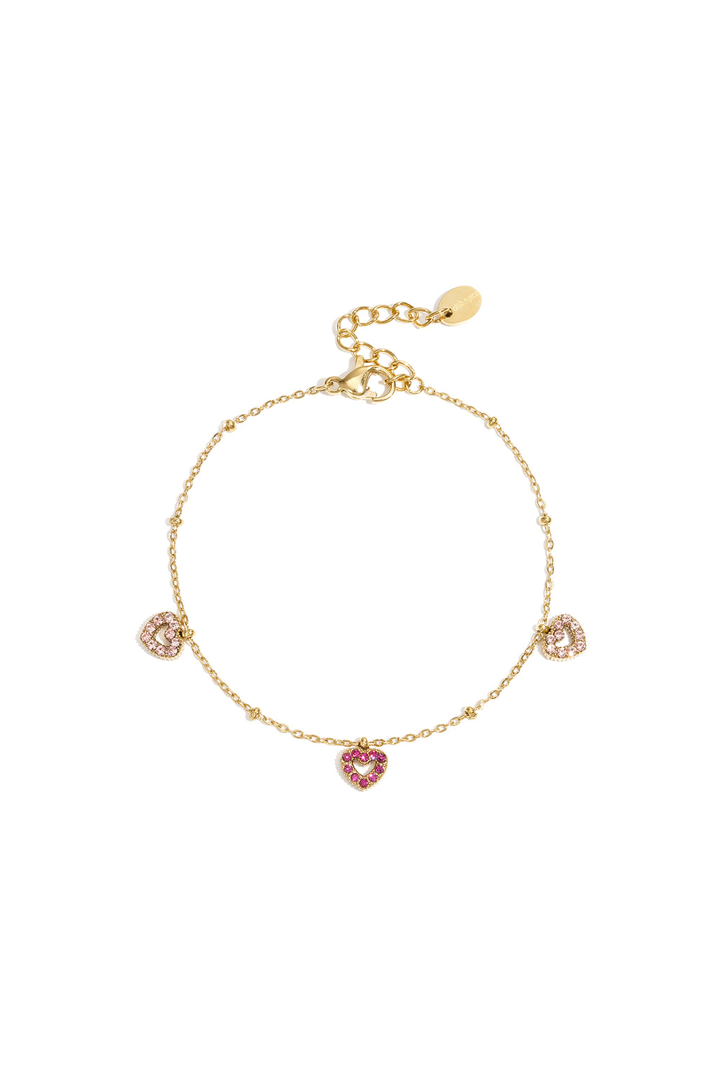 Armband mit rosa Steinen in Herzform