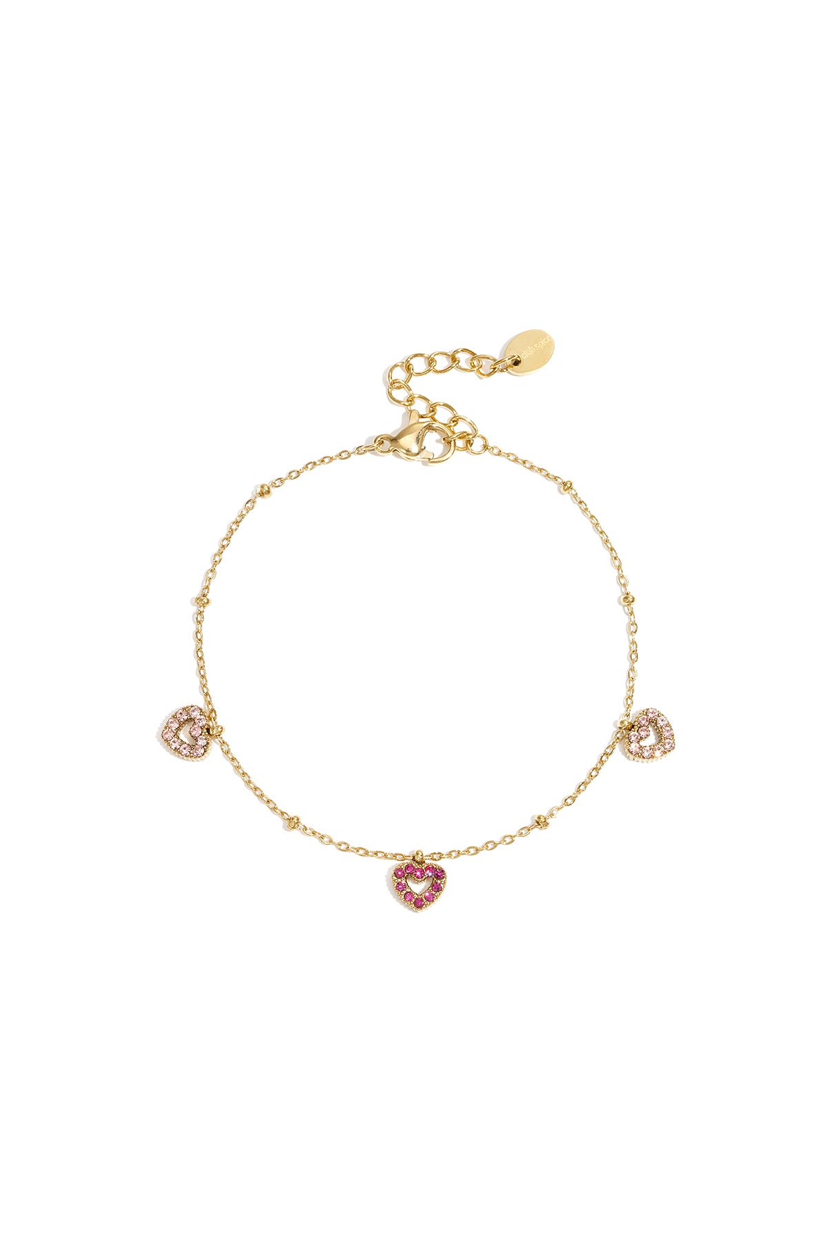 Armband mit rosa Steinen in Herzform