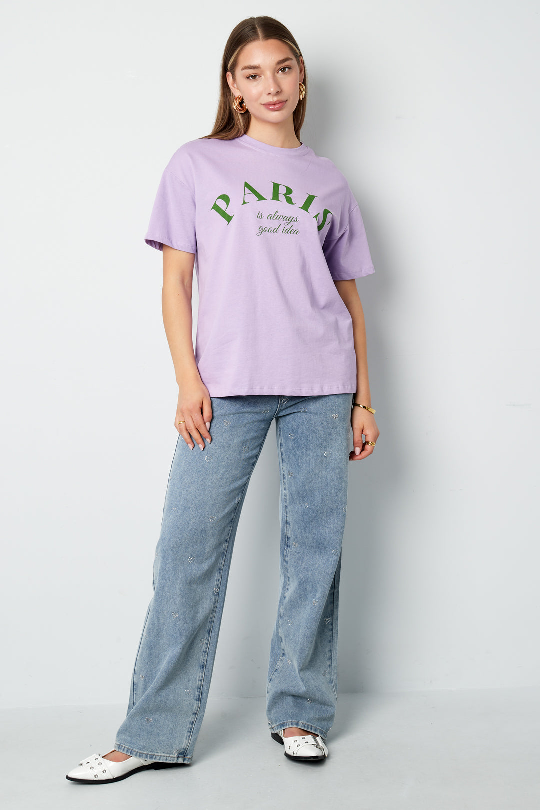 Cotton Damen T-Shirt Casual Letters