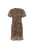 Gewebte Polyester Minikleid Elegantes Leopardenmuster Volantabschluss