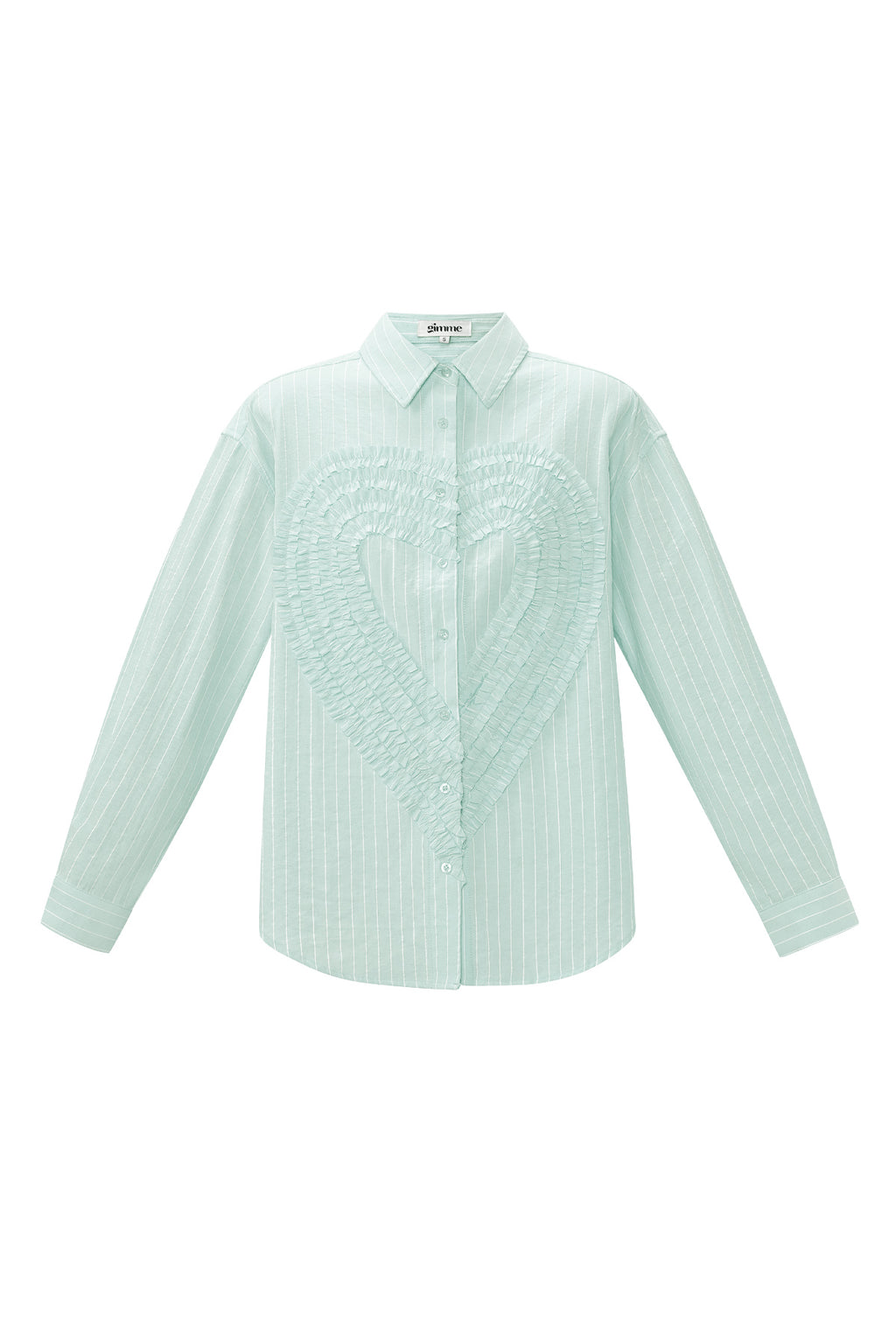 Cotton Woven Damen-Bluse Casual Stripes Herz Ruffle Detail