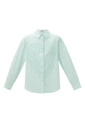 Cotton Woven Damen-Bluse Casual Stripes Herz Ruffle Detail