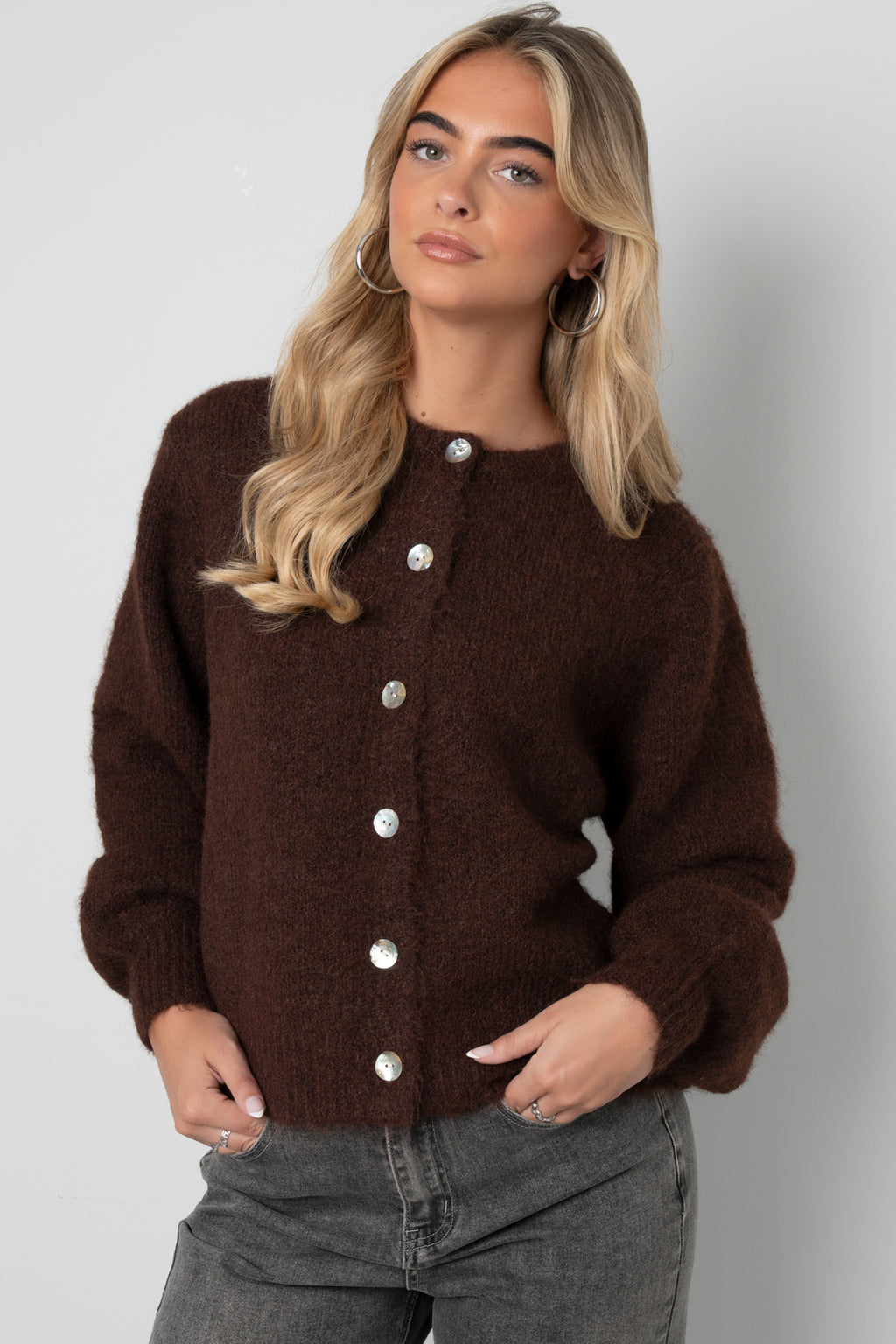 Gestrickte Polyesterfaser Damen-Cardigan Casual Einfarbig Herbst/Winter
