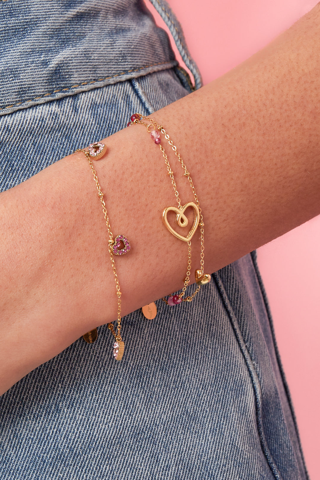 Armband mit verspieltem Herz, Perlen und Perle