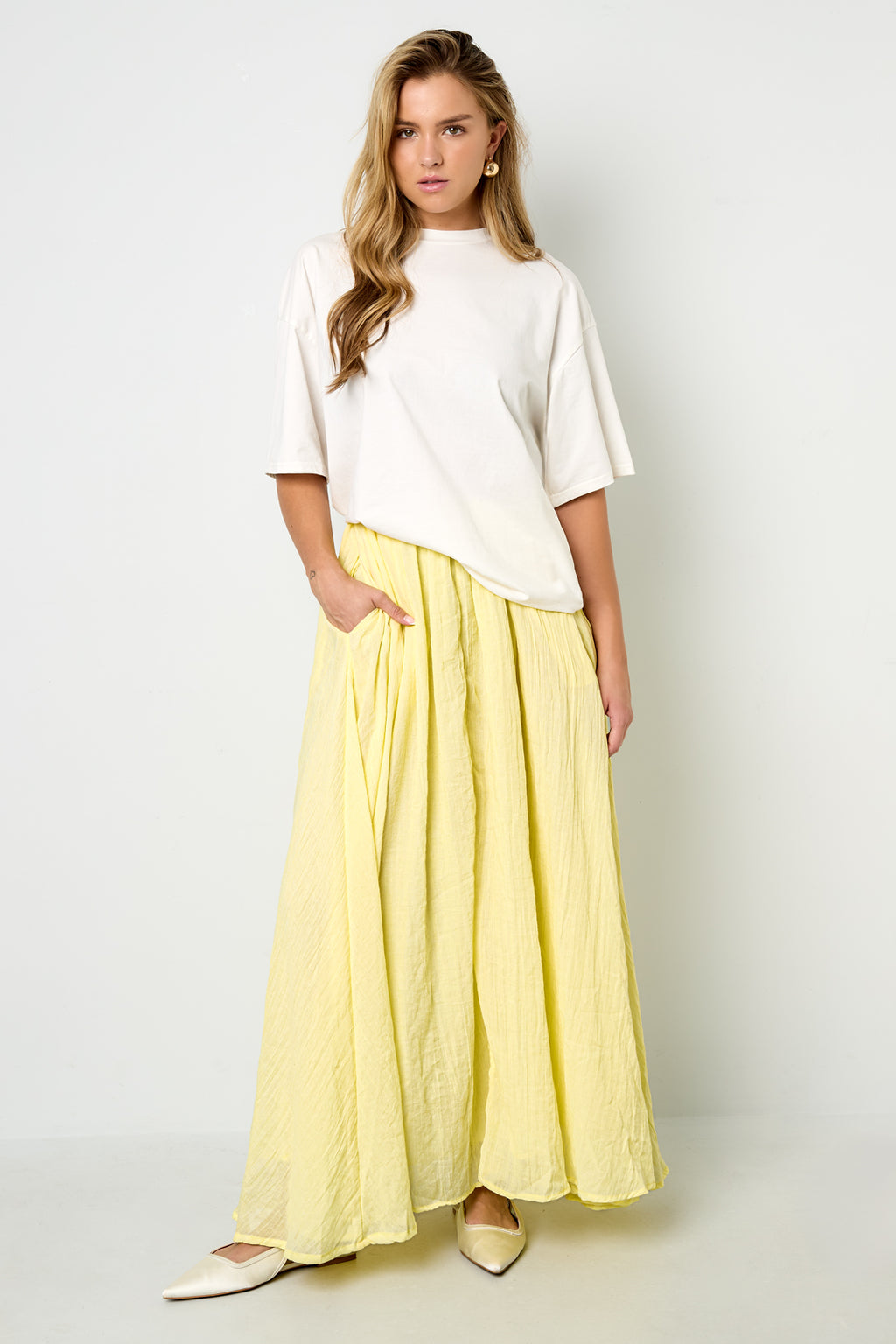 Gewebte Polyesterfaser Damen Maxi Rock Casual Einfarbig