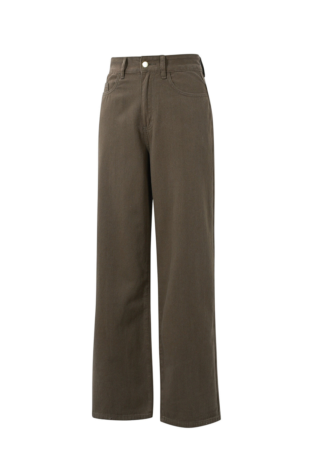 Gewebte Baumwolle Damen Gerade Hose Casual Einfarbig