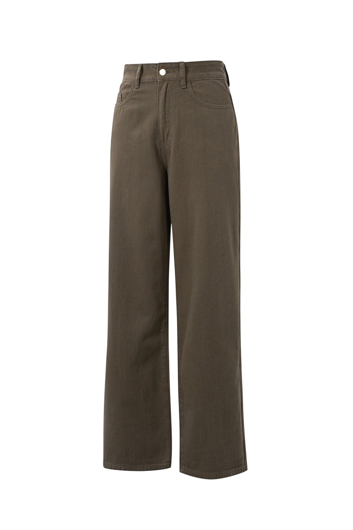 Gewebte Baumwolle Damen Gerade Hose Casual Einfarbig