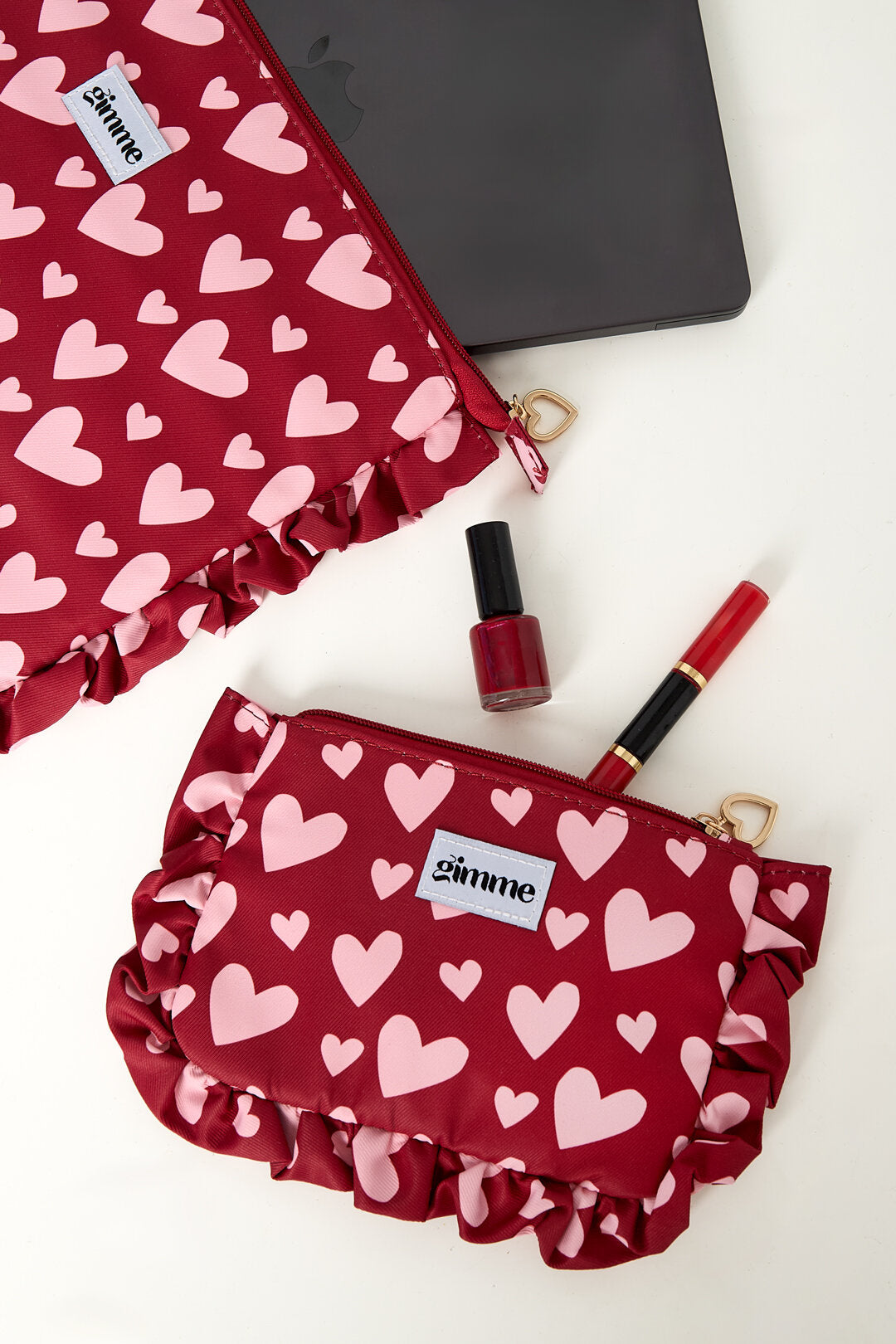Kosmetiktasche mit Herzmotiv, lässig, aus Polyester, Valentinstag-Accessoires