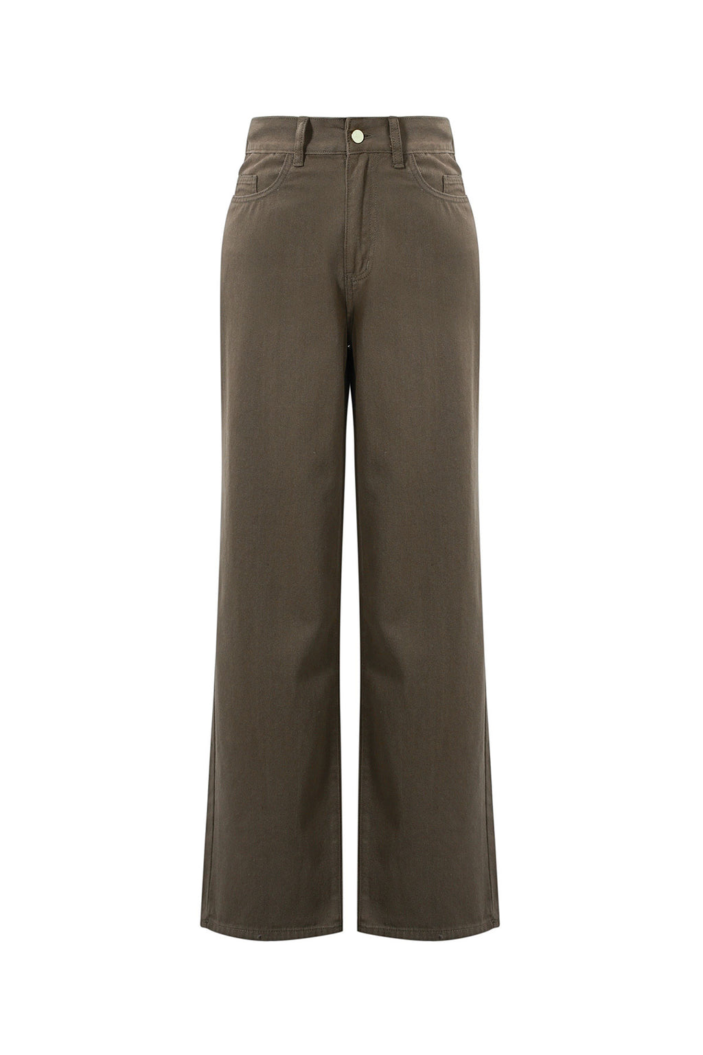 Gewebte Baumwolle Damen Gerade Hose Casual Einfarbig