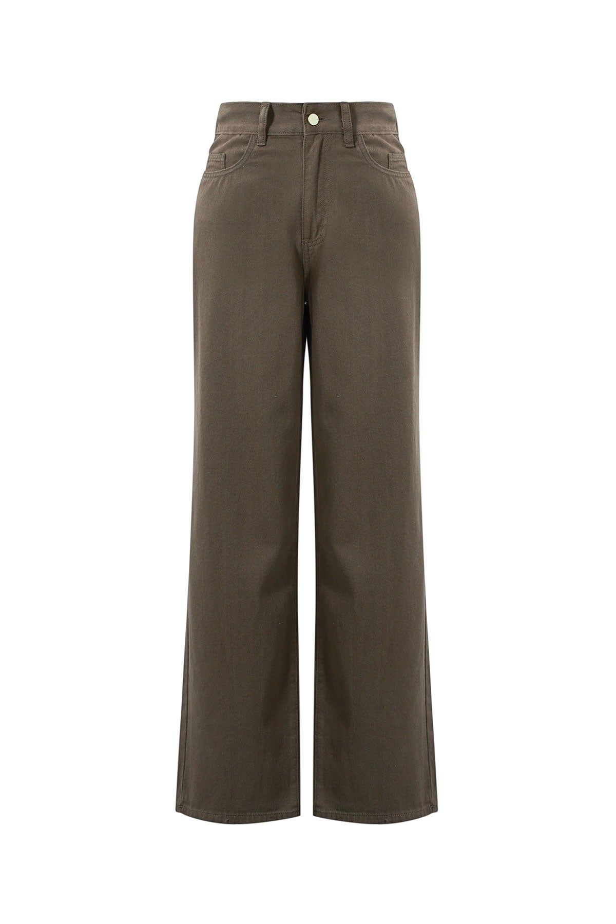 Gewebte Baumwolle Damen Gerade Hose Casual Einfarbig