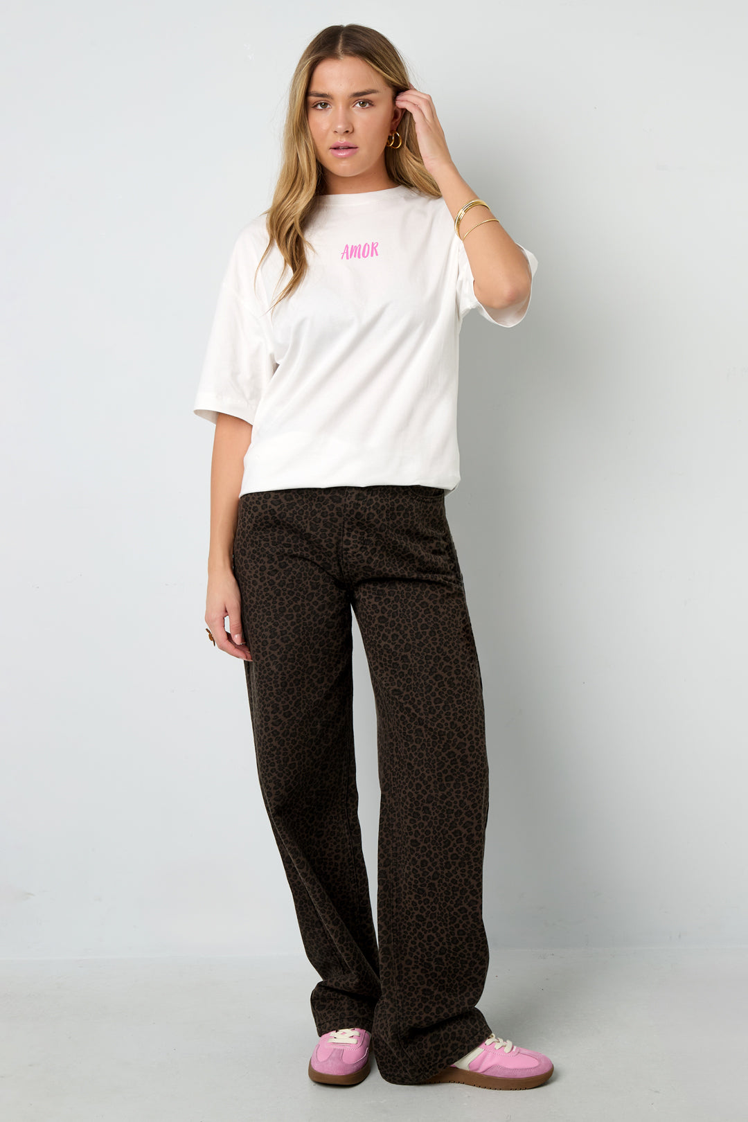 Baumwolle Gestrickte Damen T-Shirt Casual Letters