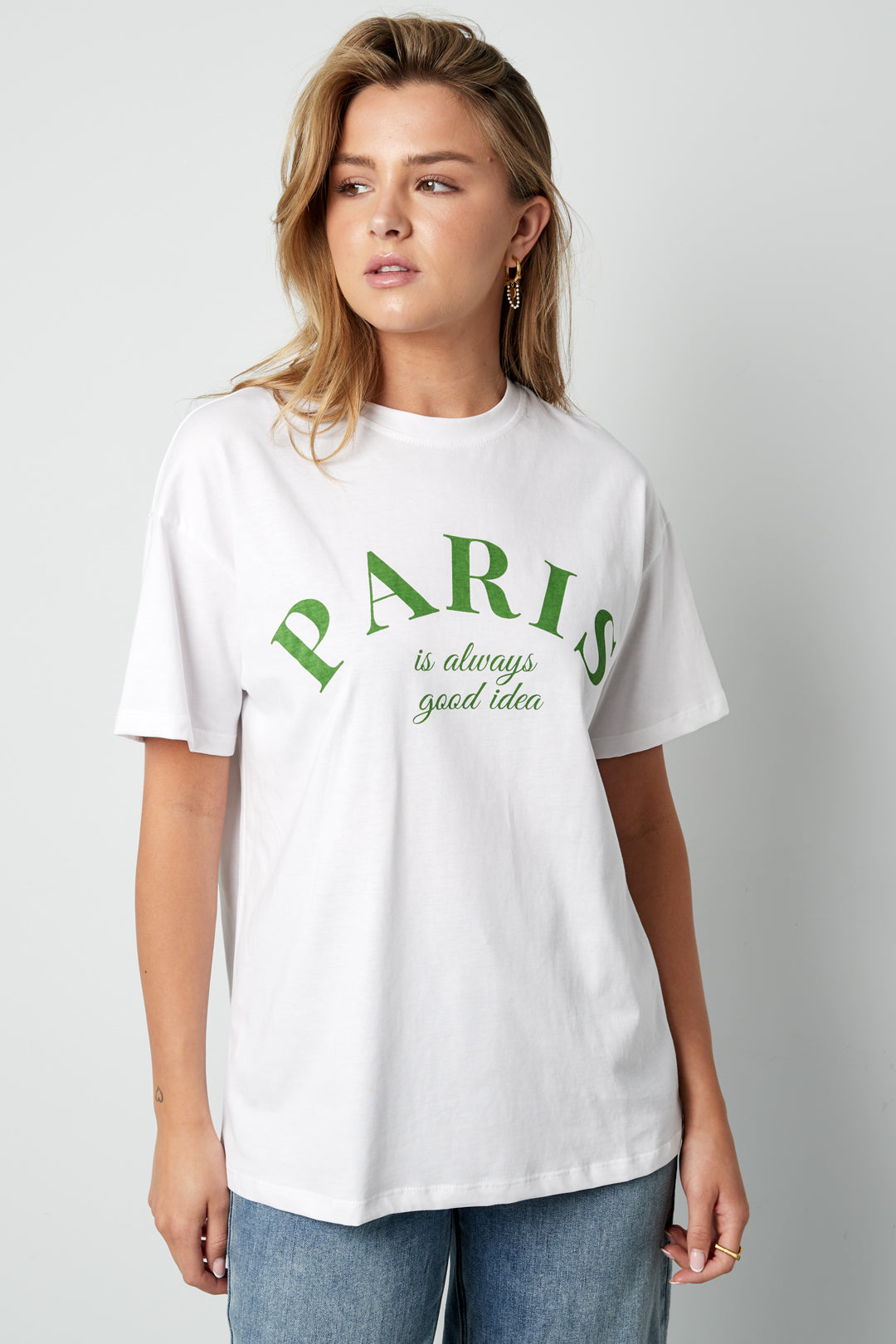 Cotton Damen T-Shirt Casual Letters