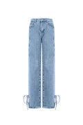 Baumwolle Gewebte Damen Gerade Jeans Casual Knotendetail