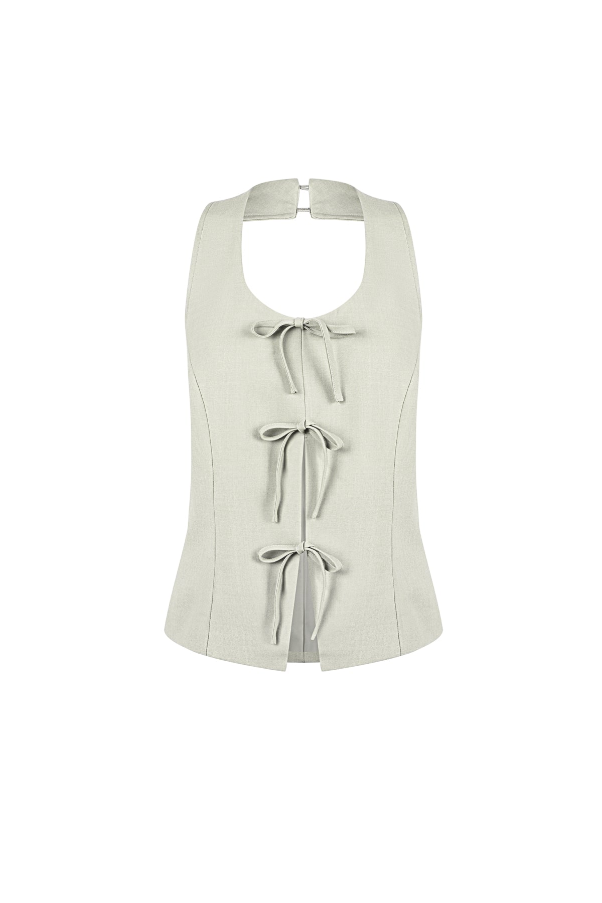 Gewebte Polyesterfaser Damen-Oberteil Ohne Ärmel Casual Schleife Detail