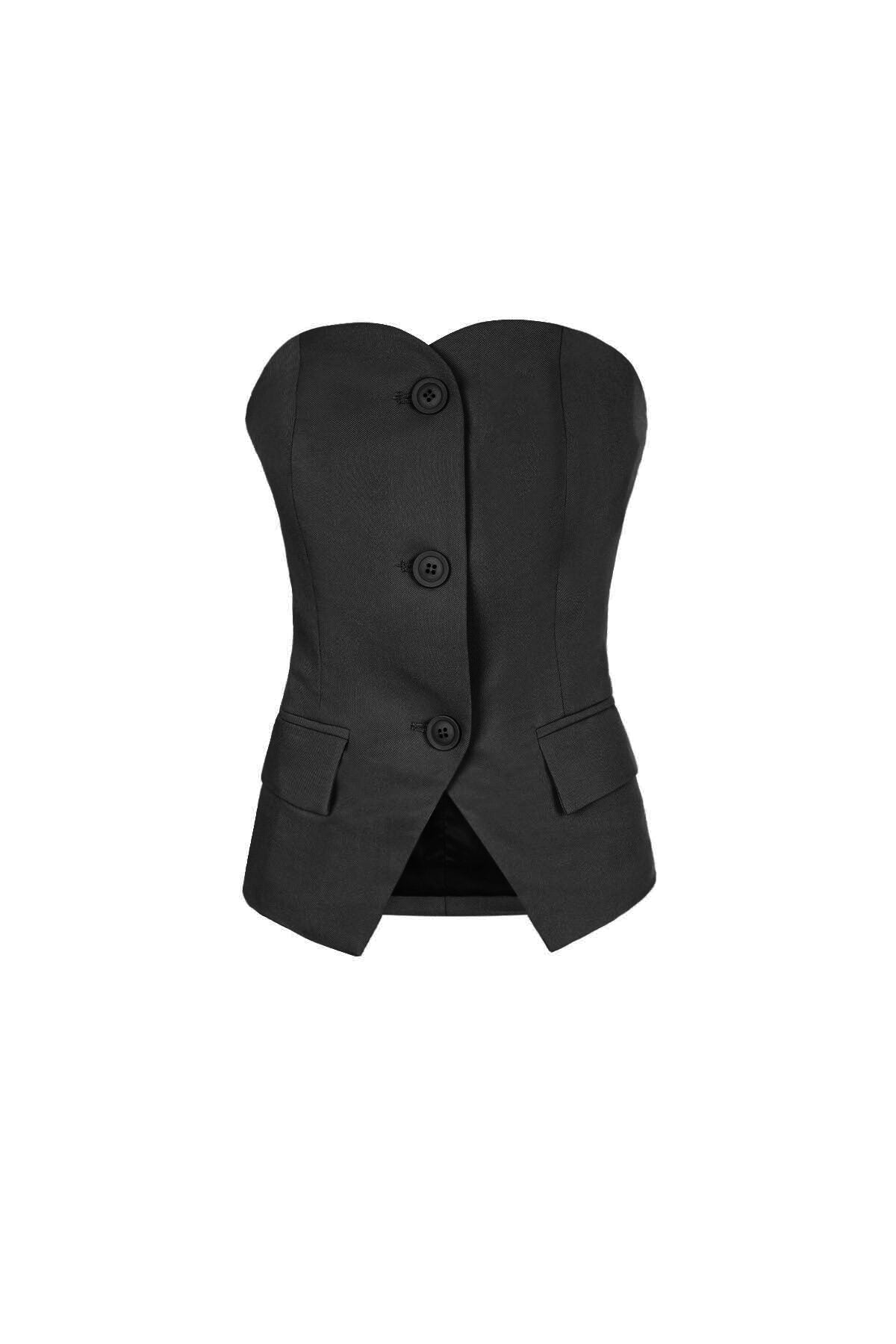 Polyester Damen Oberteil Ohne Ärmel Strukturiert Knopfdesign