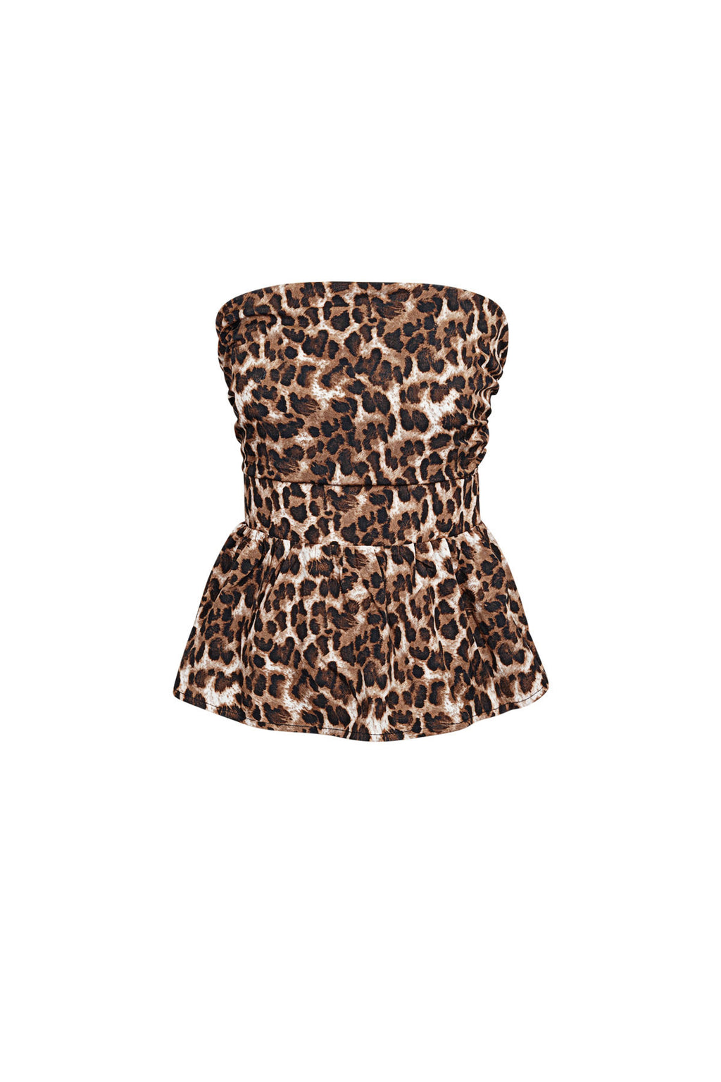 Polyester Damen Trägerloses Top Leopardenmuster Peplum Design