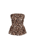 Polyester Damen Trägerloses Top Leopardenmuster Peplum Design