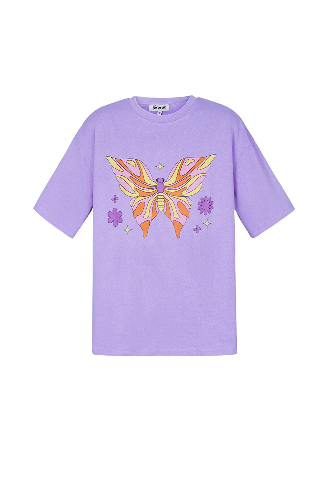 Baumwolle Damen T-Shirt Oversized Schmetterlingsdruck
