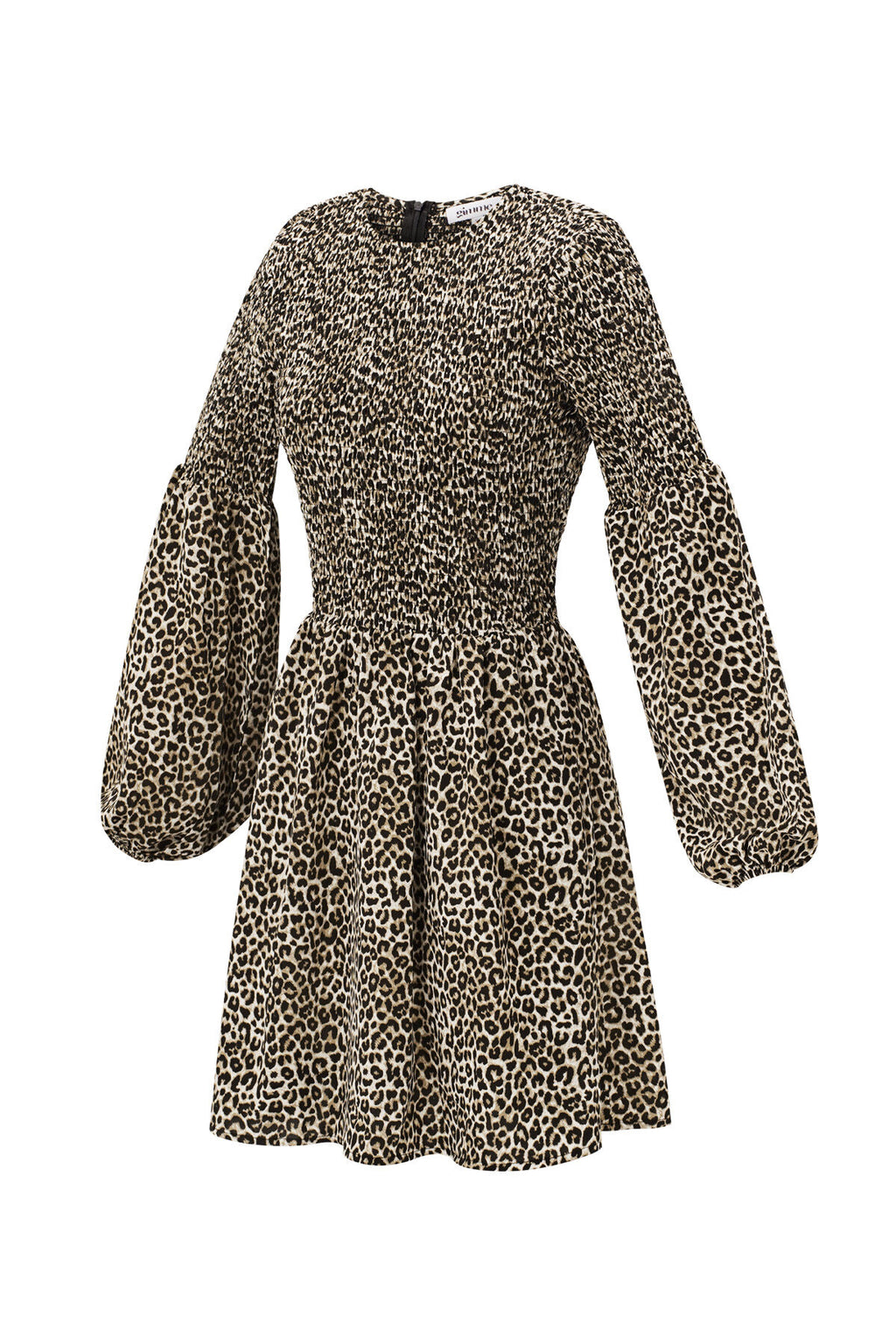 Polyester Damen Minikleid Leopardenmuster Puffärmel