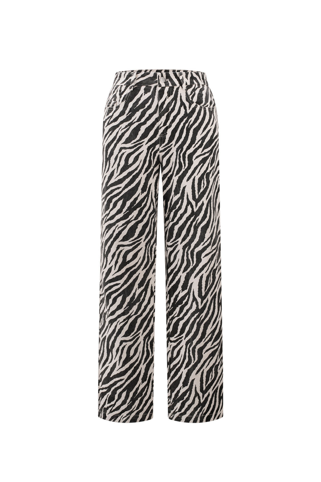 Gewebte Baumwolle Damen Gerade Hose Casual Zebrastreifen