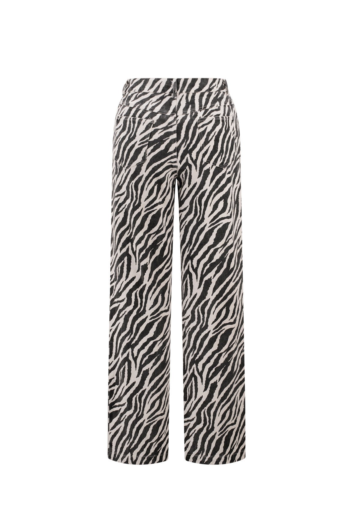 Gewebte Baumwolle Damen Gerade Hose Casual Zebrastreifen