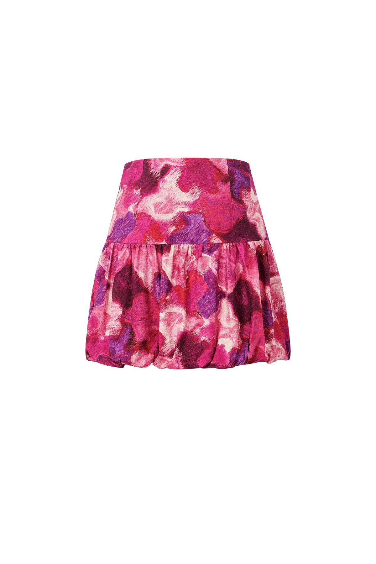 Viskose Damen Minirock mit Volant-Design Fuchsia