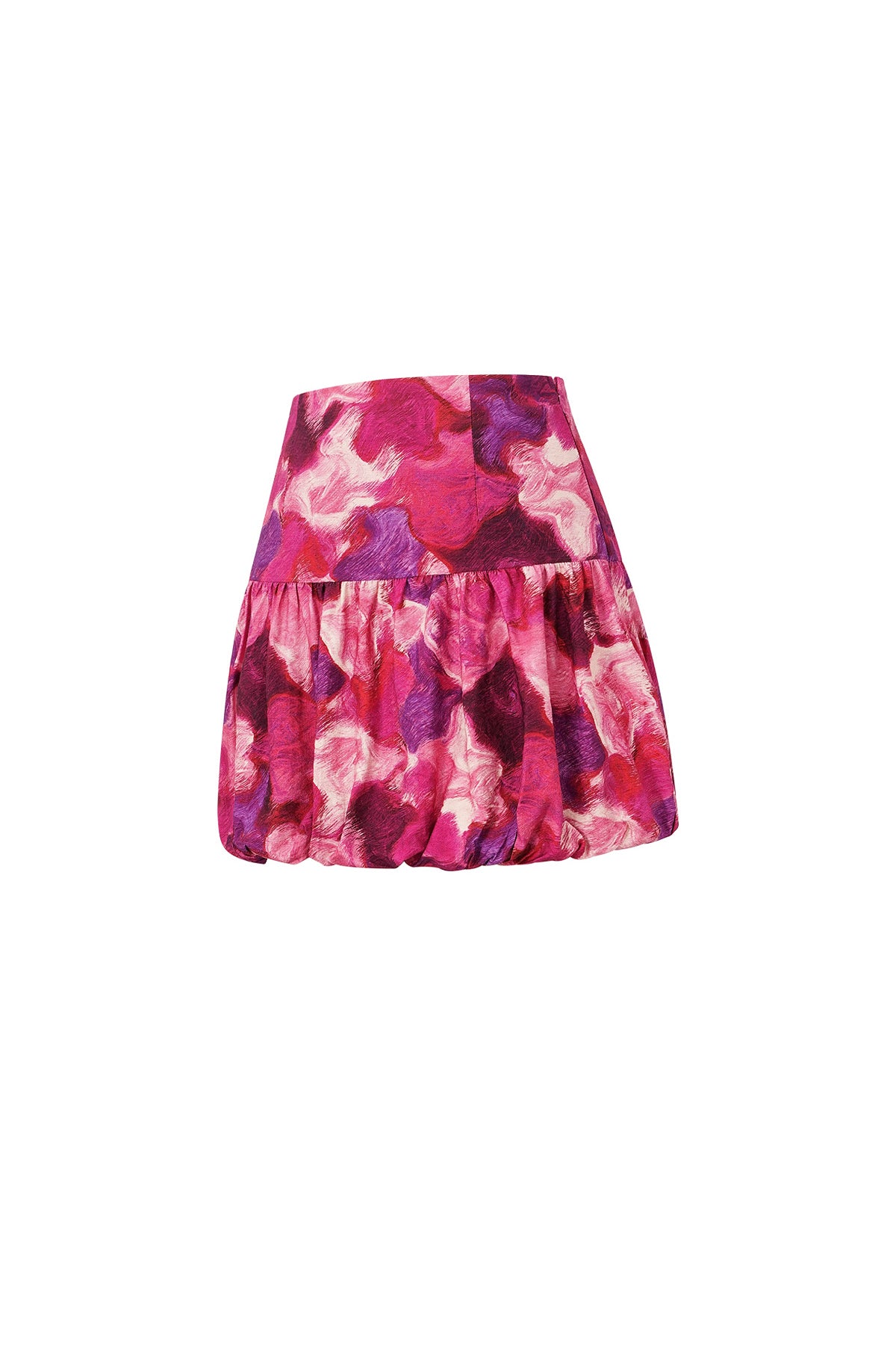 Viskose Damen Minirock mit Volant-Design Fuchsia