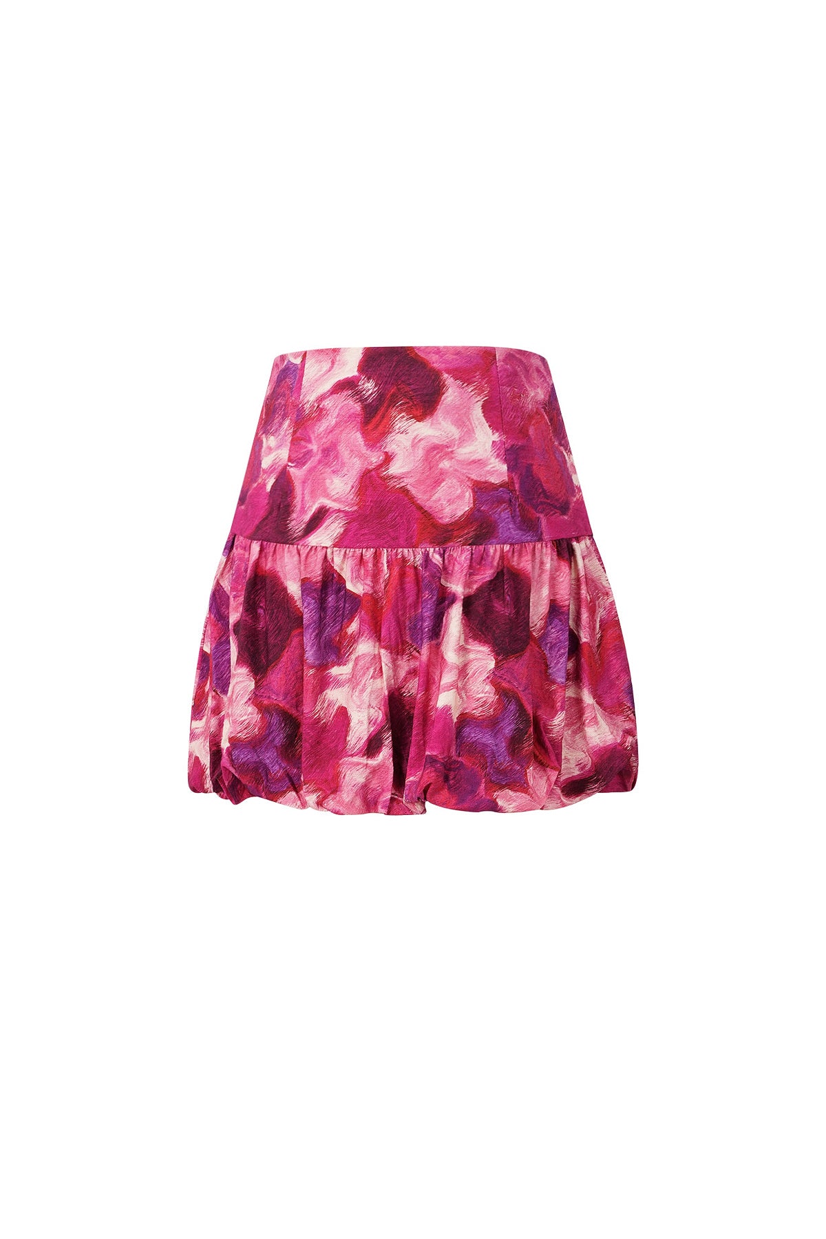 Viskose Damen Minirock mit Volant-Design Fuchsia