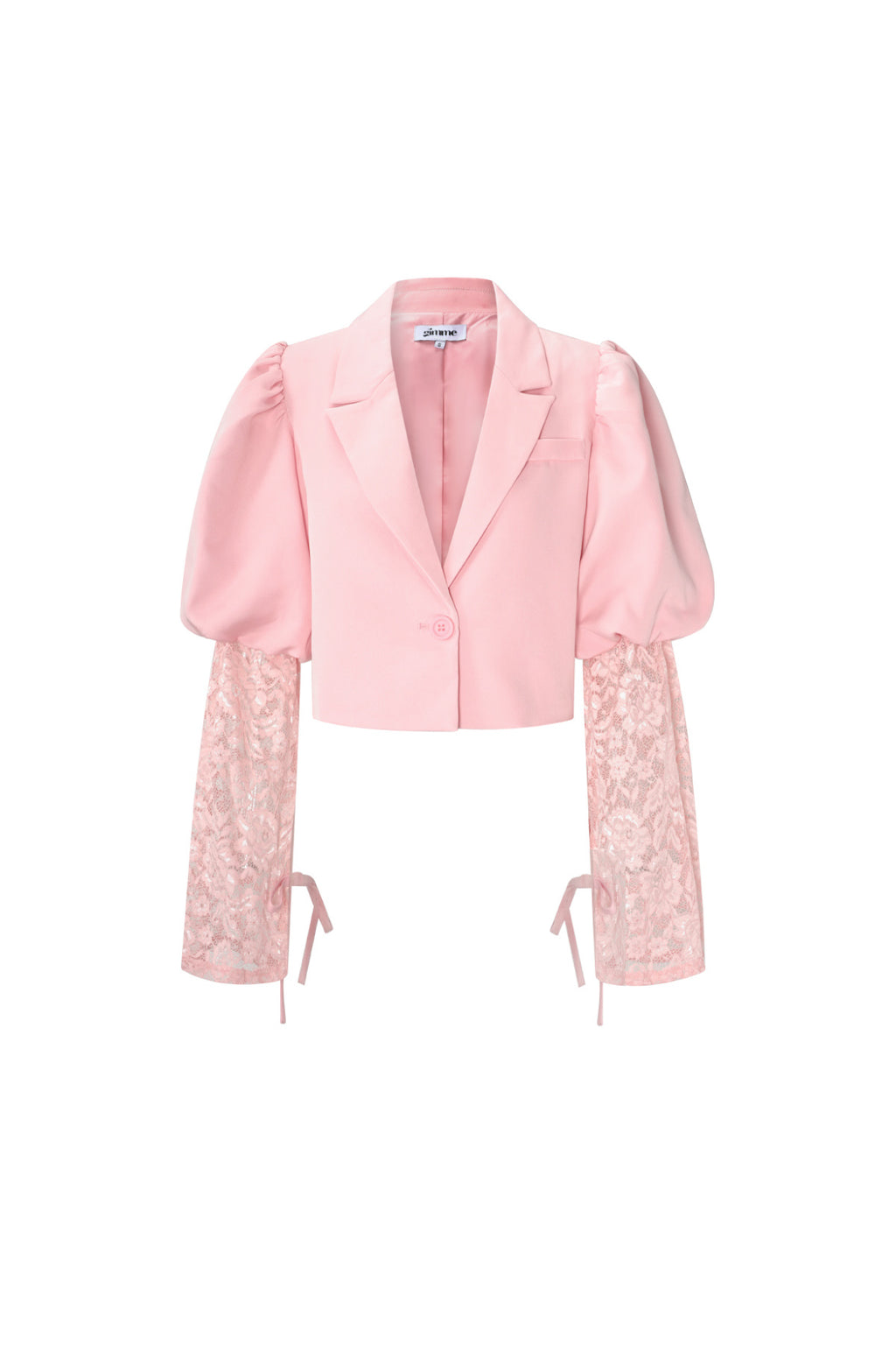 Baumwollmischung Damen-Blazer Puffärmel Spitze-Einsatz