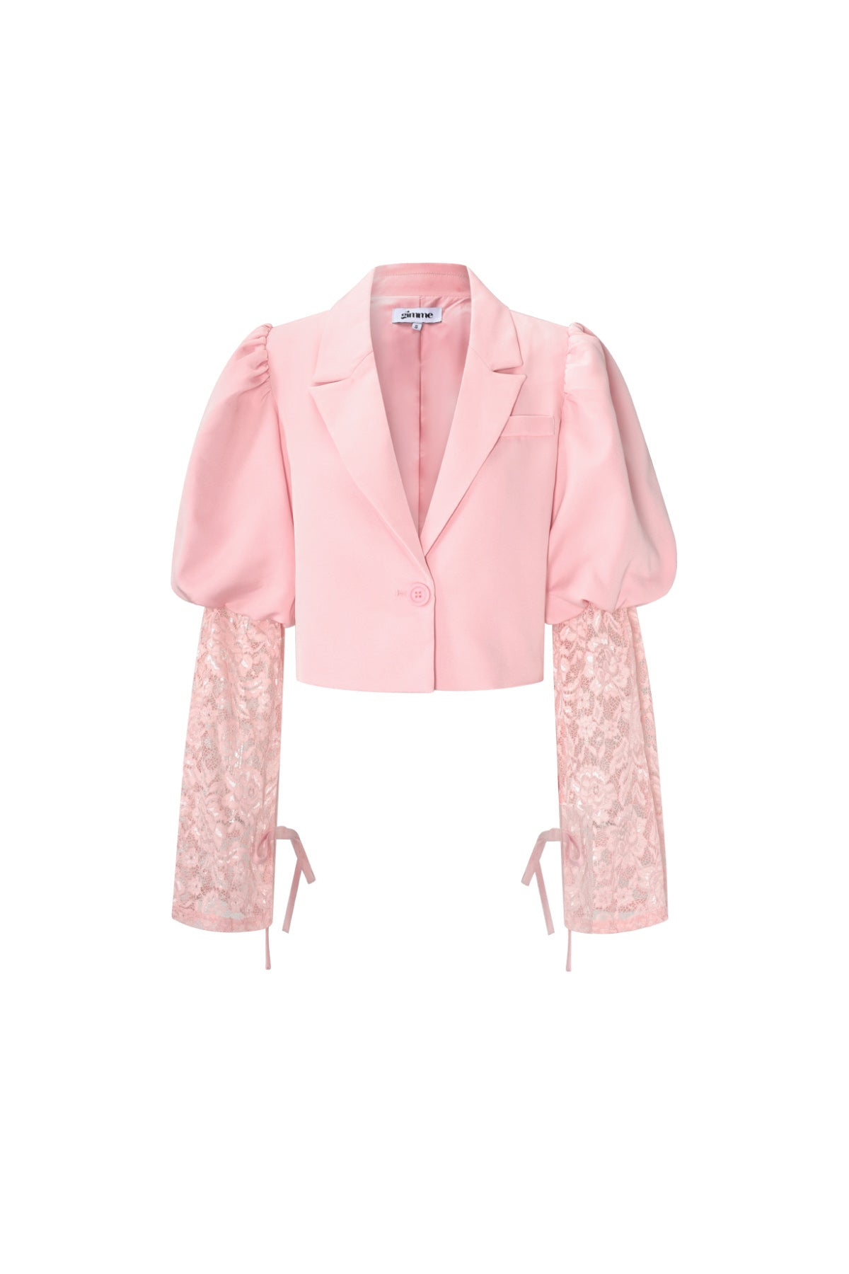 Baumwollmischung Damen-Blazer Puffärmel Spitze-Einsatz