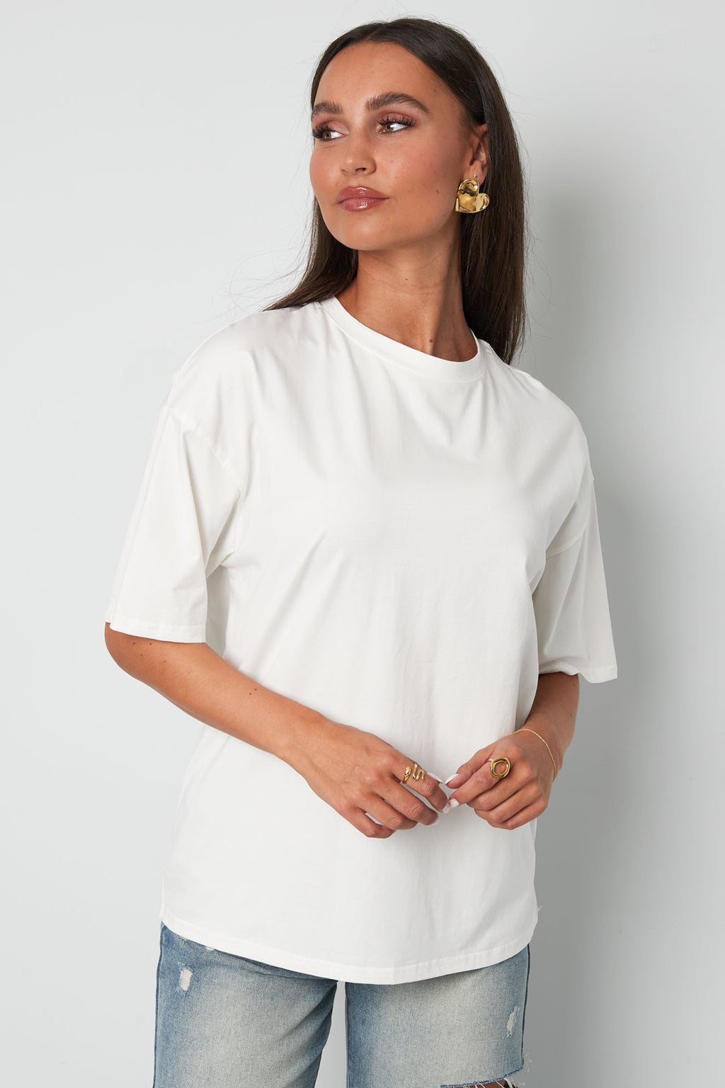 Baumwolle Gestrickte Damen T-Shirt Casual Einfarbig