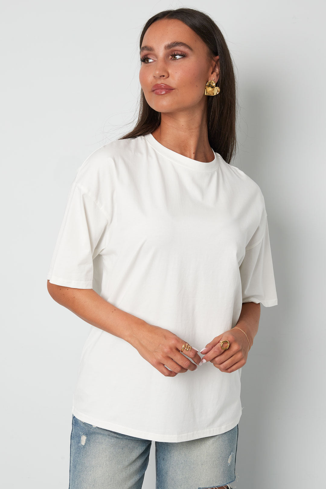 Baumwolle Gestrickte Damen T-Shirt Casual Einfarbig