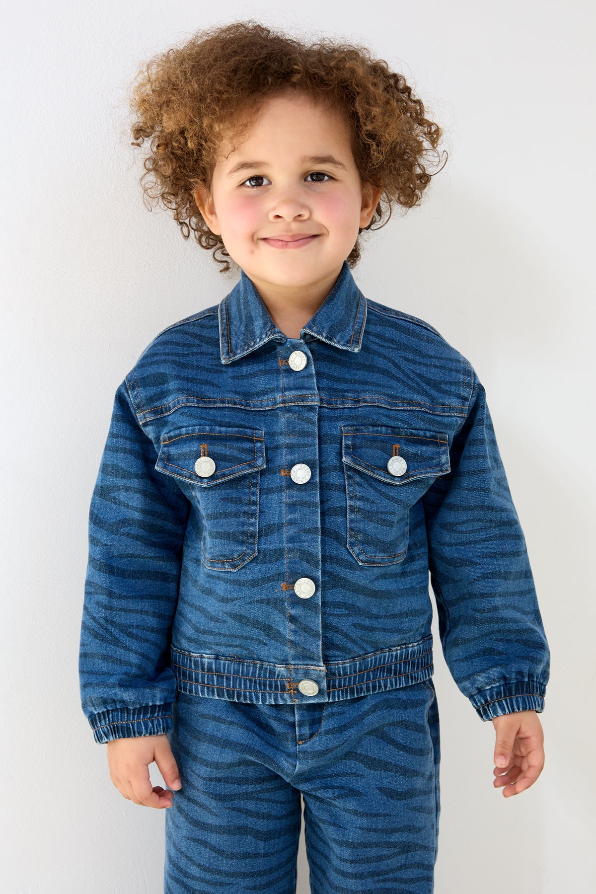 Baumwoll Kinder Jeansjacke Klassisches Gestreiftes Design