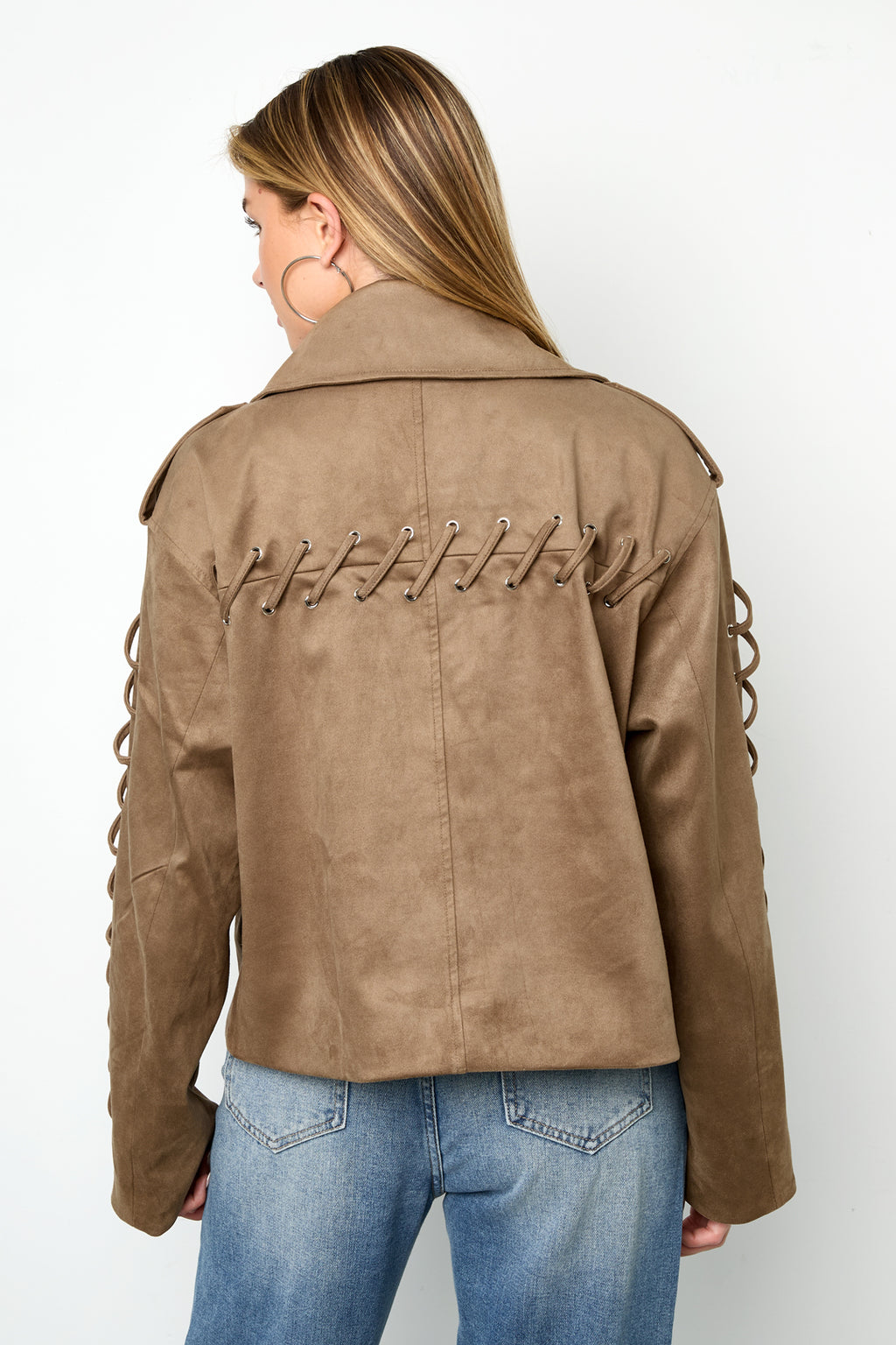 Woven Polyester Fiber Damenjacke Street Style Tie-up