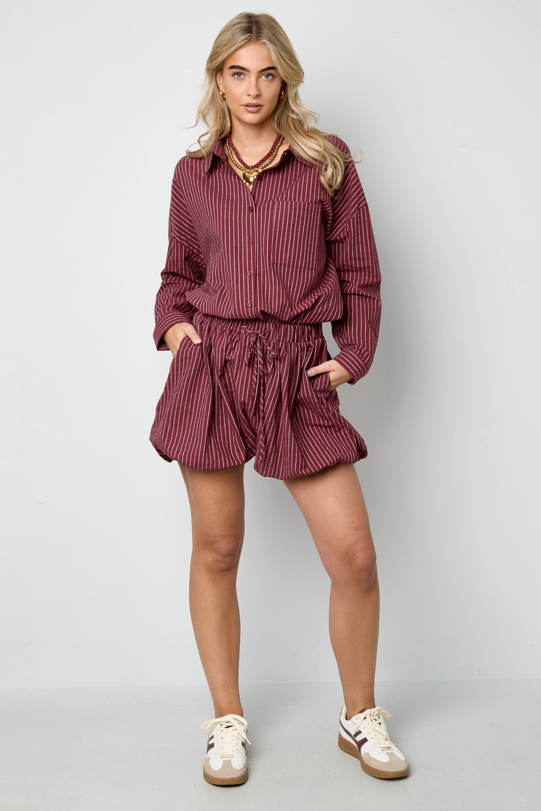 Woven Cotton Damen Shorts Casual Stripes